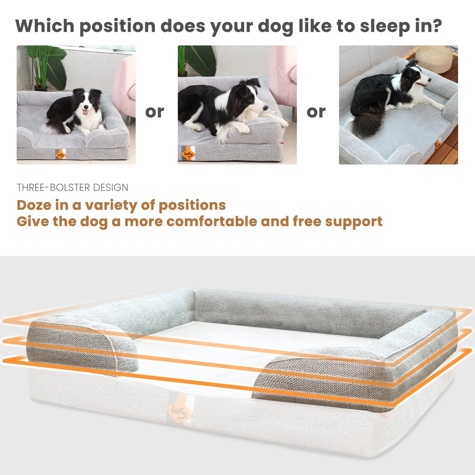 Laifug Large Orthopedic Premium Memory Foam Dog Sofa