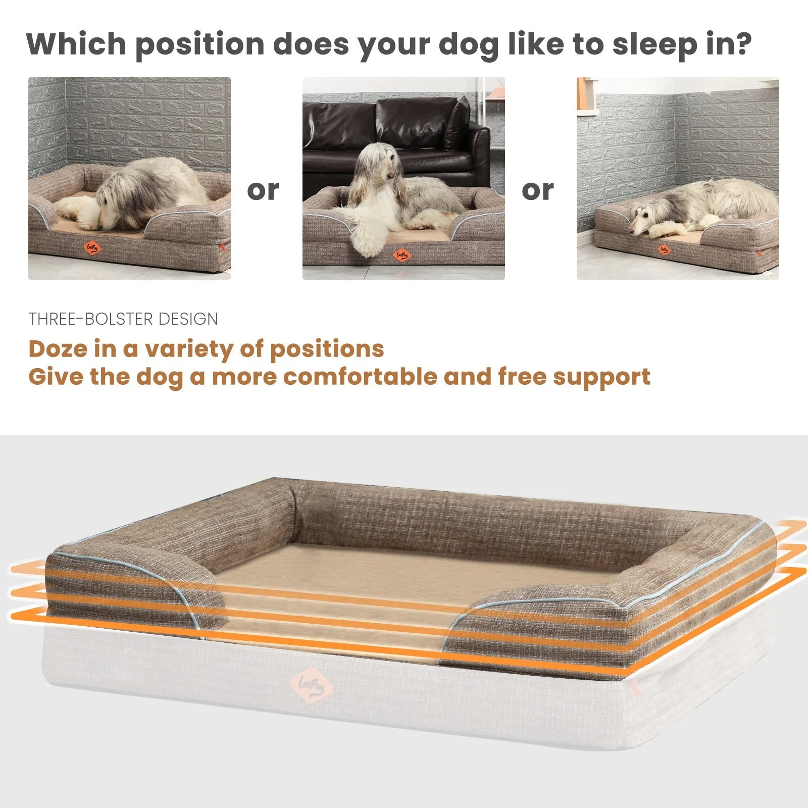 Laifug Large Orthopedic Premium Memory Foam Dog Sofa
