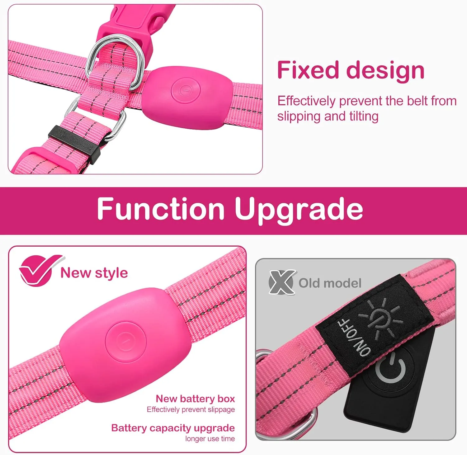 Light Up Dog Harness, LED Dog Vest Glow in The Dark, Reflective, Pink