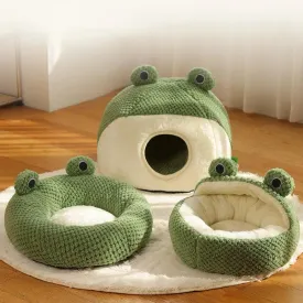Little Frog Plush House Pet Bed Nest