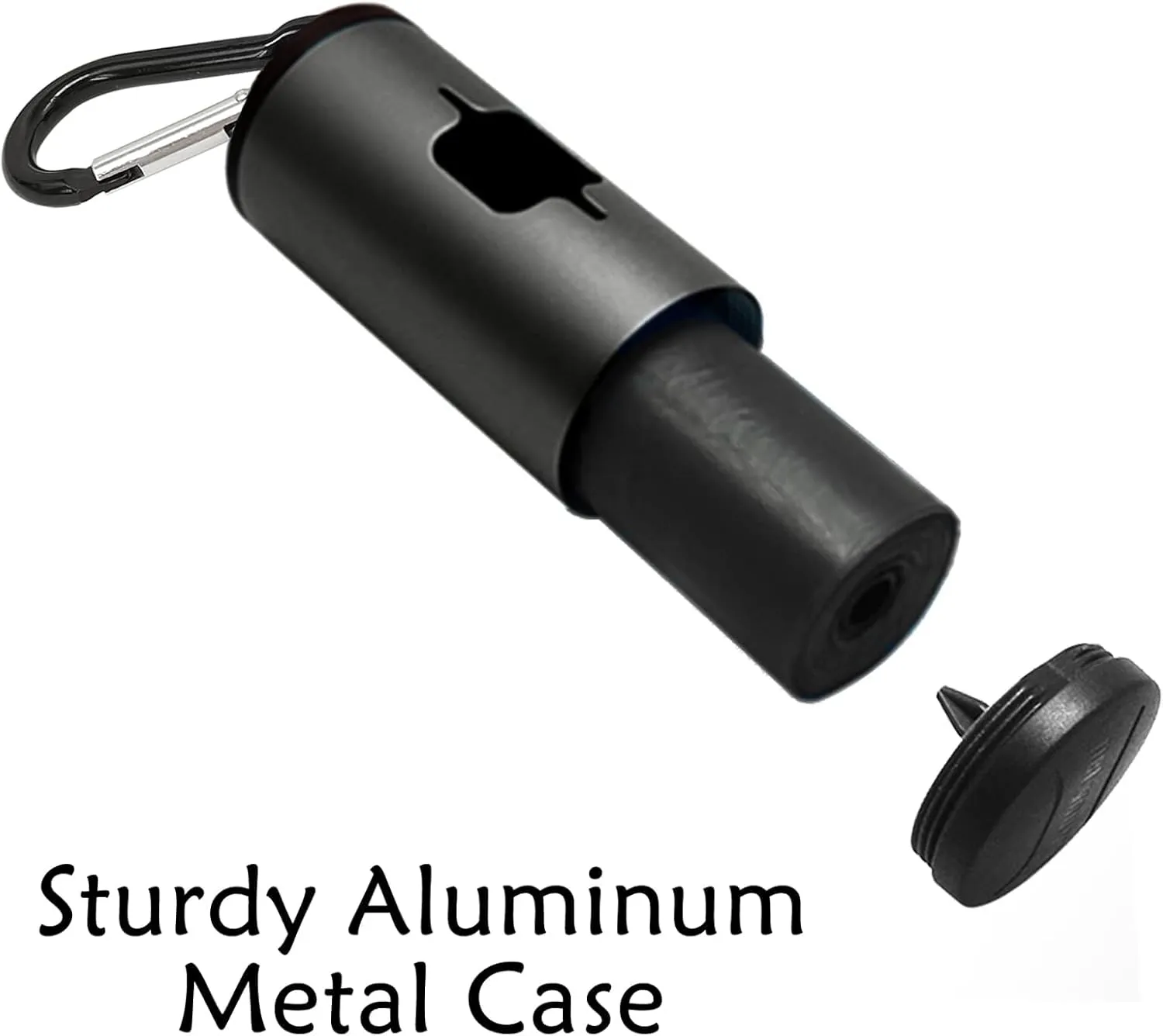 Metal Dog Poop Bag Holder Aluminum Dispenser for Leashes, Hiking & Travel, Lightweight Scratch-Resistant with 3 Attachments and 15 Bags (Black, 1 Holder 15 Bags)