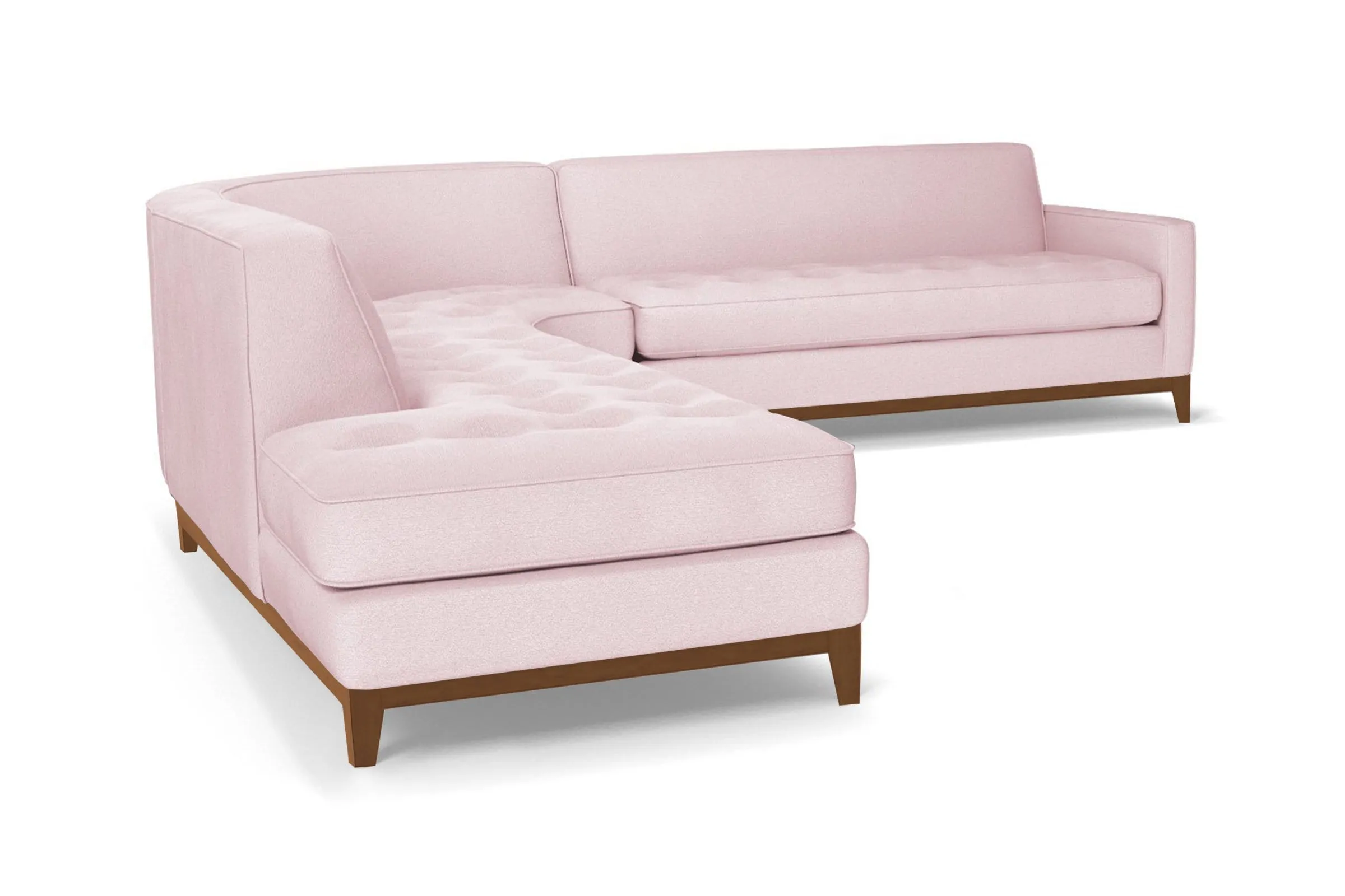 Monroe Drive 3pc Sleeper Sectional :: Leg Finish: Pecan / Configuration: LAF - Chaise on the Left / Sleeper Option: Deluxe Innerspring Mattress
