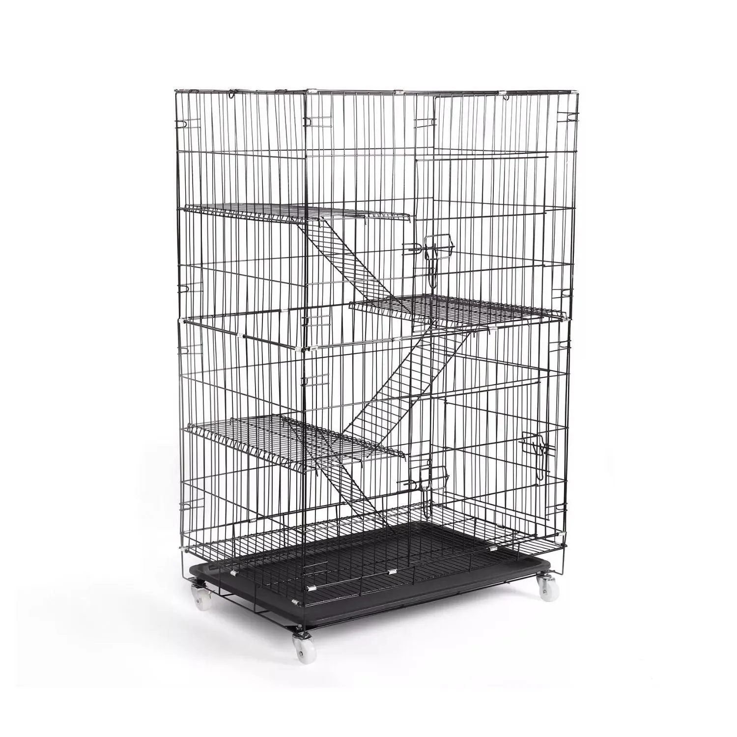 Multi-Level Pet Cage with Hammock, Tray & Wheels - Gominimo