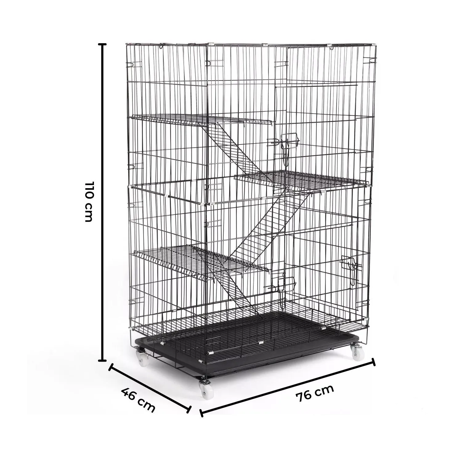 Multi-Level Pet Cage with Hammock, Tray & Wheels - Gominimo