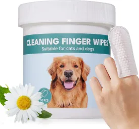 No Pawblems Natural Ear Wipes Finger for Dogs & Cats Comfy Finger Design | Clean Ear Wax, Debris & Dirt Gently | 50 Count Pack