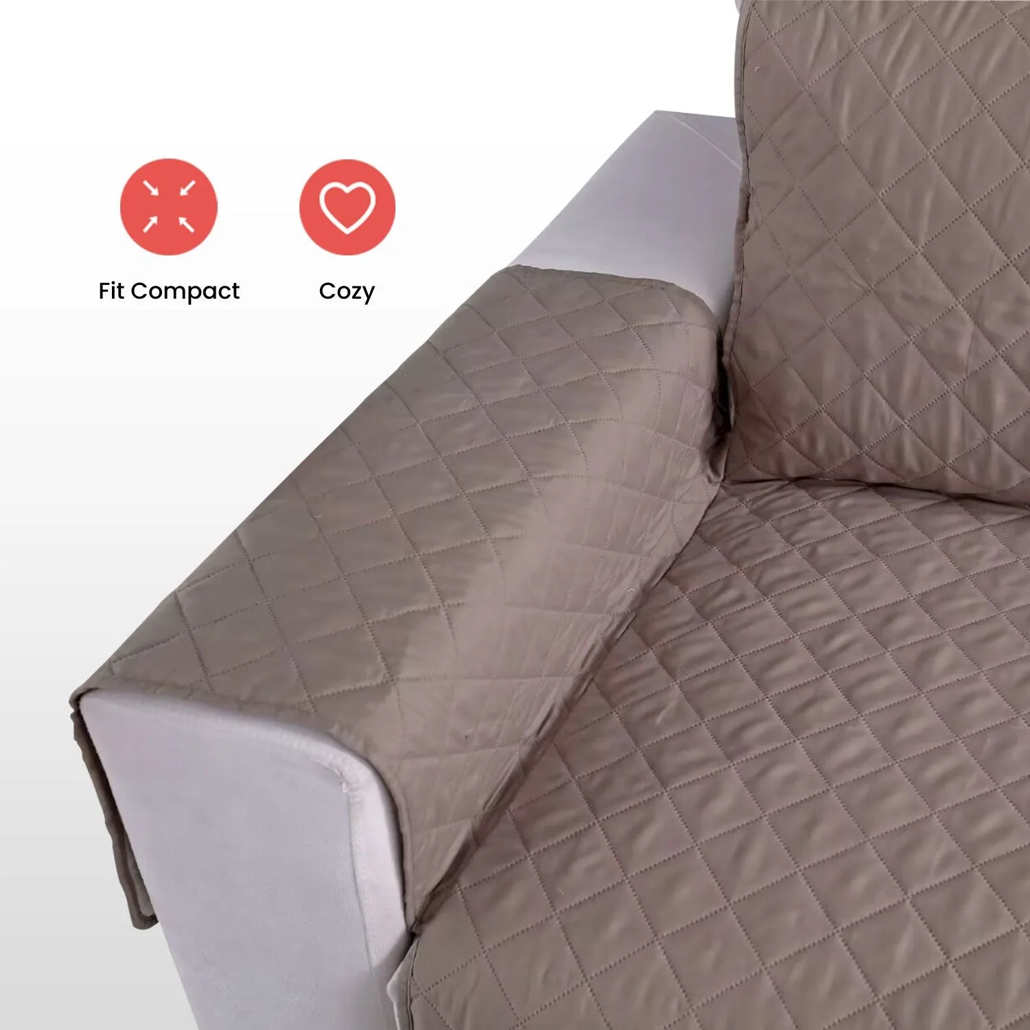 Non-Slip Quilted Pet Sofa Cover, 1 Seat, Khaki - Floofi