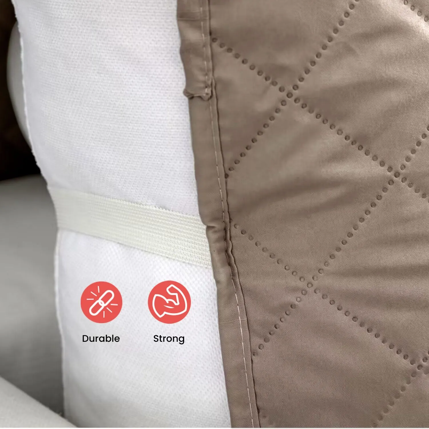 Non-Slip Quilted Pet Sofa Cover, 1 Seat, Khaki - Floofi