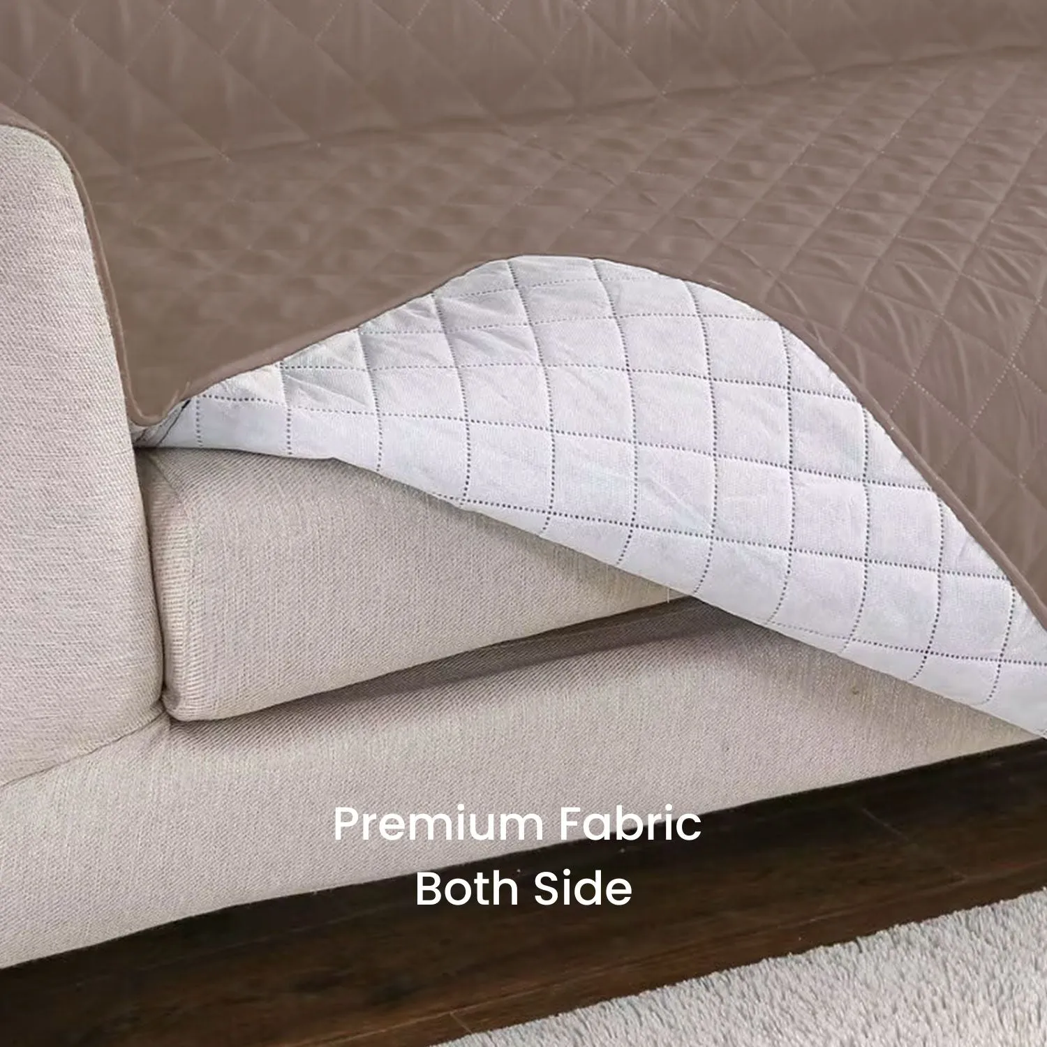 Non-Slip Quilted Pet Sofa Cover, 1 Seat, Khaki - Floofi