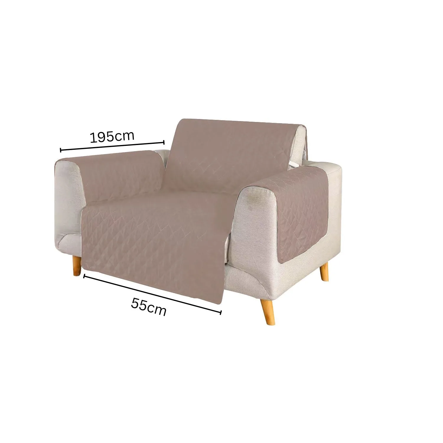 Non-Slip Quilted Pet Sofa Cover, 1 Seat, Khaki - Floofi