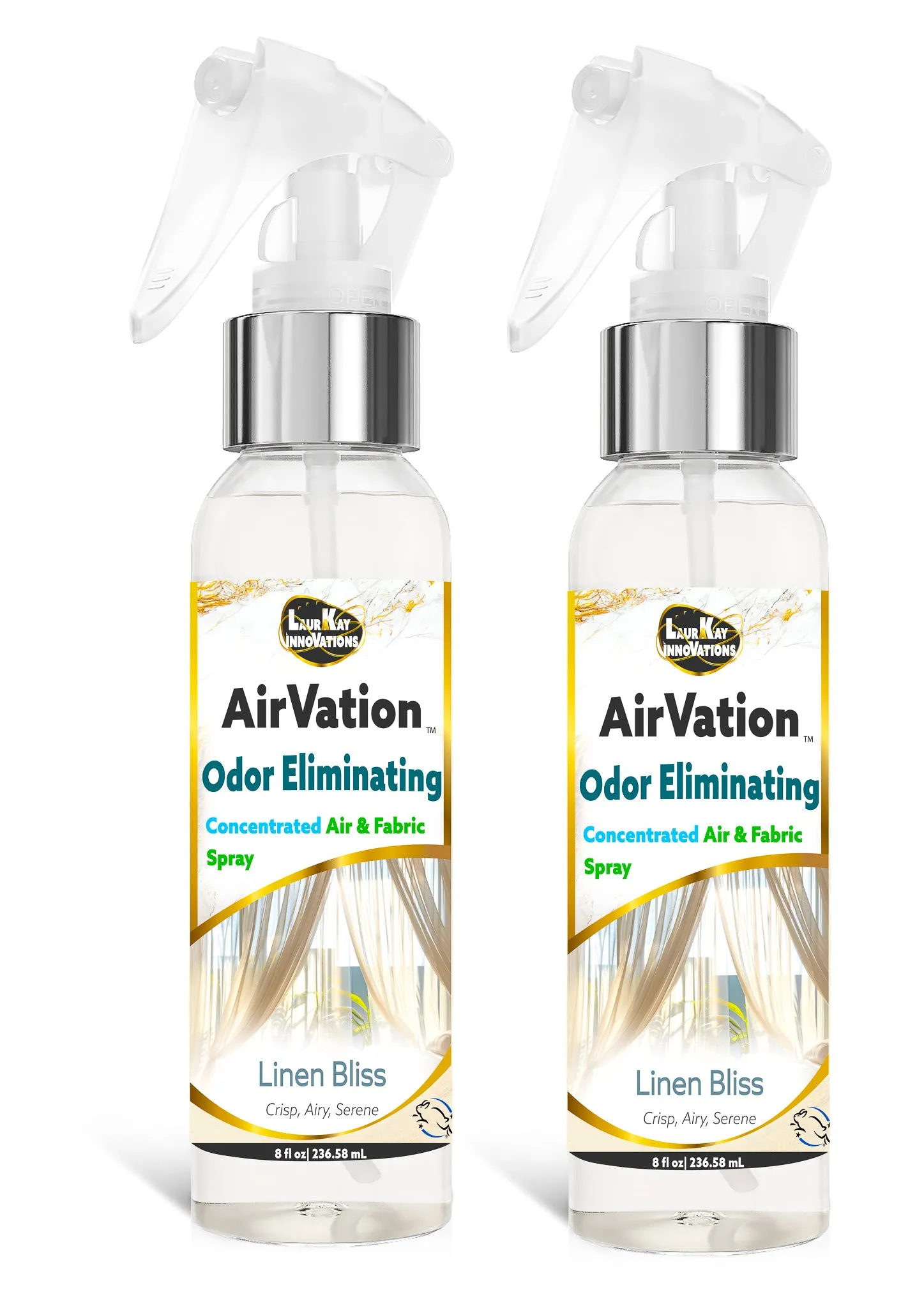 Odor Eliminating Air Freshener - AirVation™ The Safe Anywhere Deodorizer Concentrated Odor Binding Air Freshener for Fabrics & Air - 8 fl oz 2 Pack