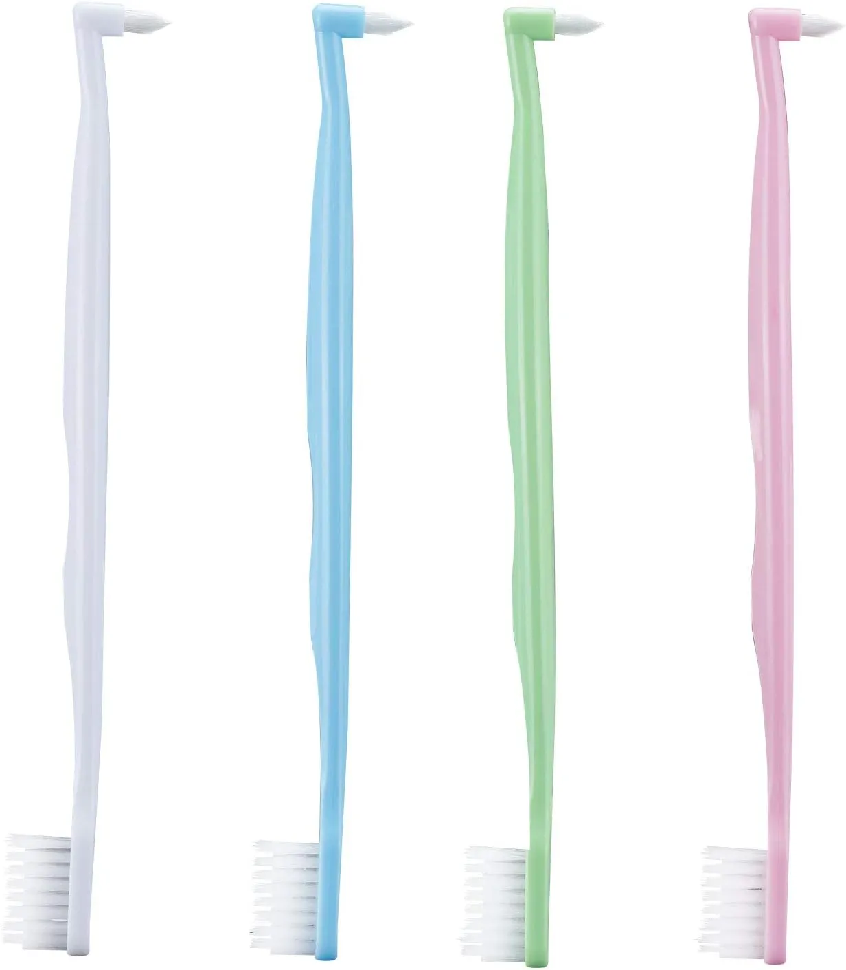 Orthodontic Toothbrush Double-Ended Interspace Brush V-Trim Toothbrush with Tiny Soft Trim Head End Tuft for Braces and Teeth Detail Cleaning, 4 Pieces (4 Colors)