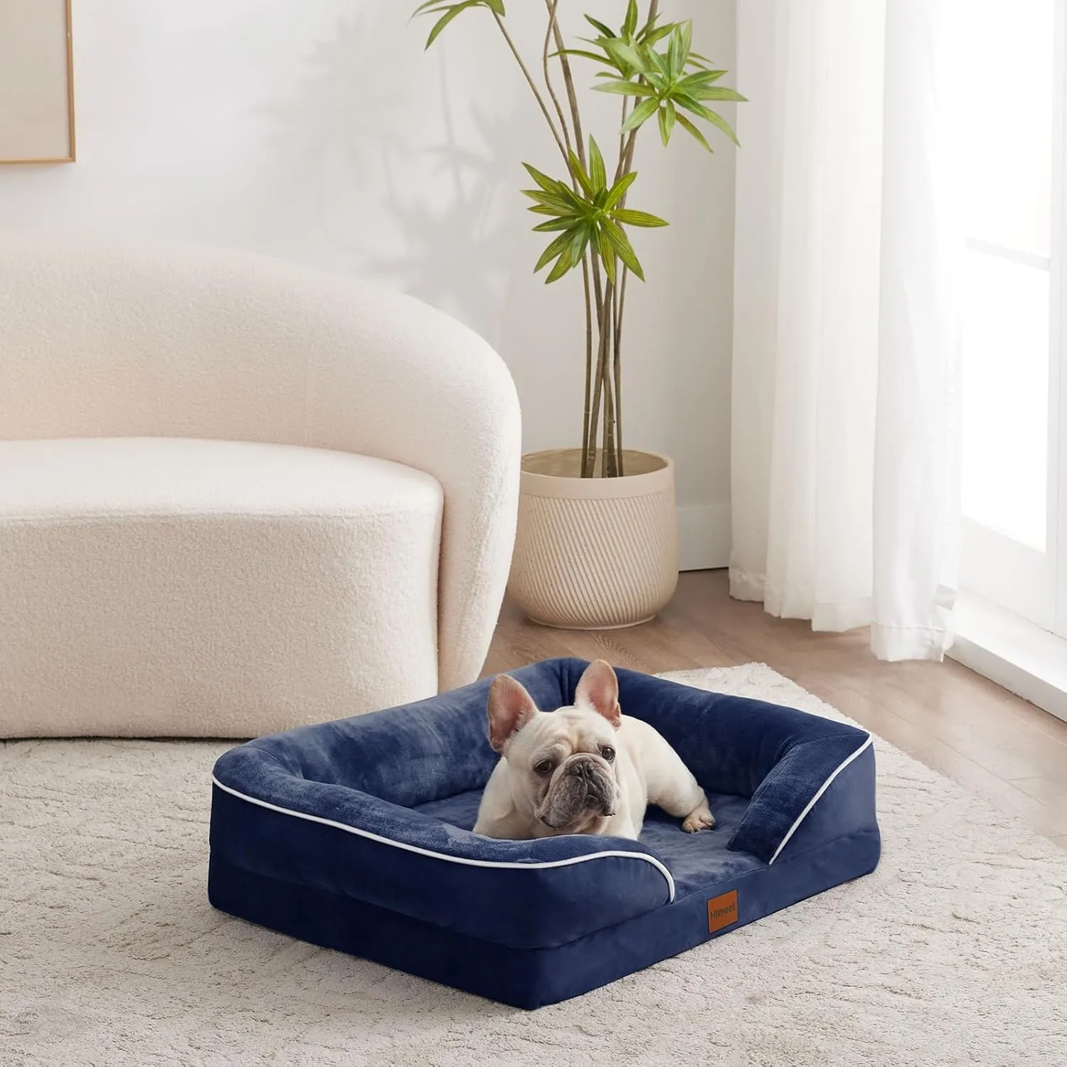 Orthopedic Dog Bed for Medium Size Dogs - Comfort Dog Sofa, Pet Couch with Removable Washable Cover and Waterproof Lining, Supportive Foam Pets Sofa with Nonskid Bottom, Navy Blue