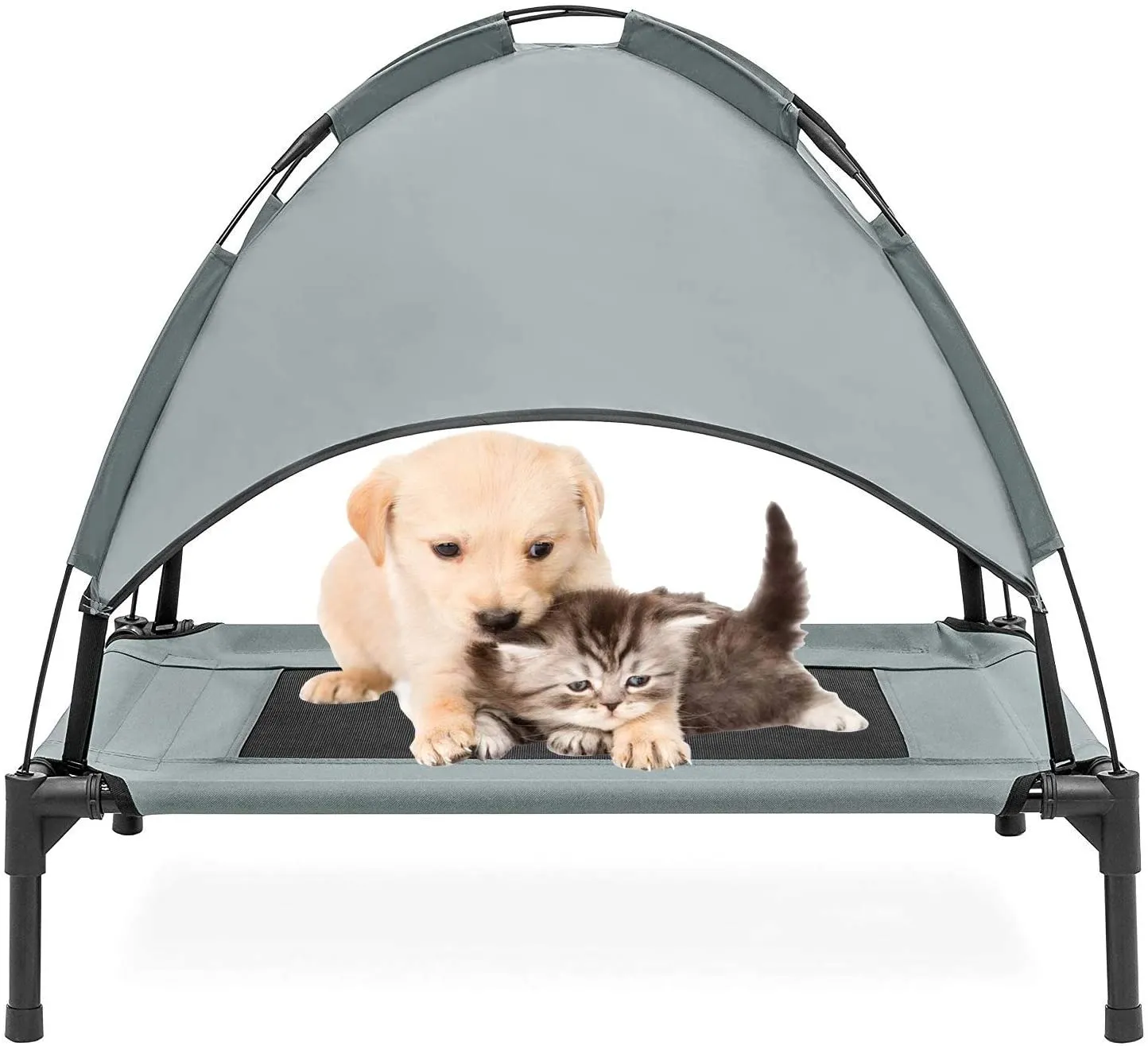 PawfectPals Elevated Pet Bed for Indoor Outdoor with Detachable Shade