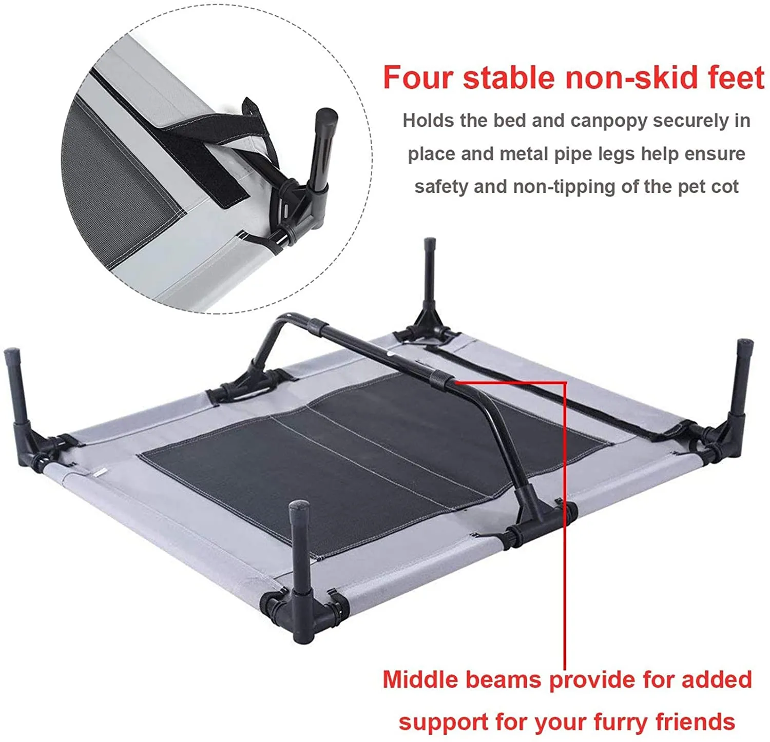 PawfectPals Elevated Pet Bed for Indoor Outdoor with Detachable Shade