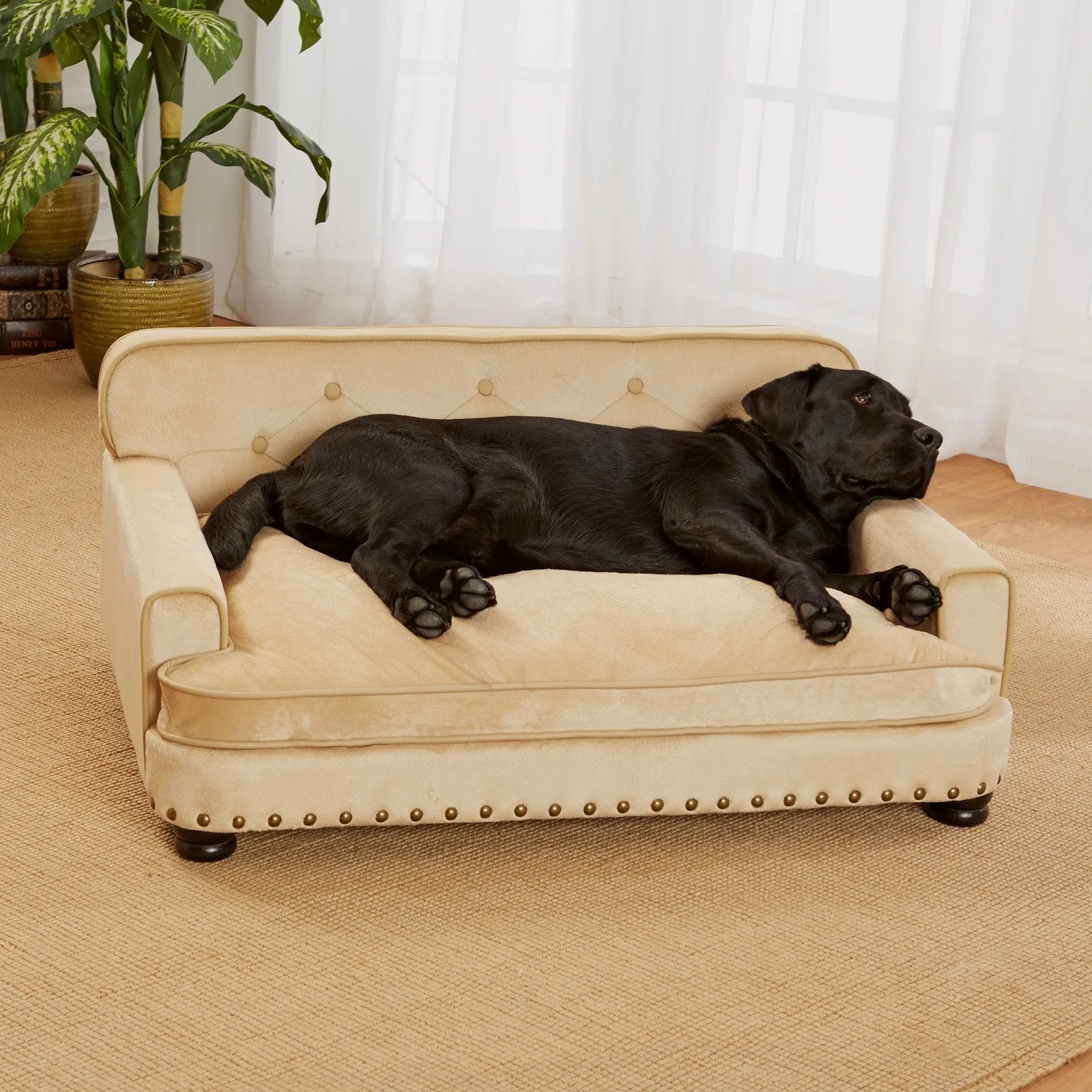 Pet Library Sofa Dog Bed, Large, 30"x40.5"x18", Caramel