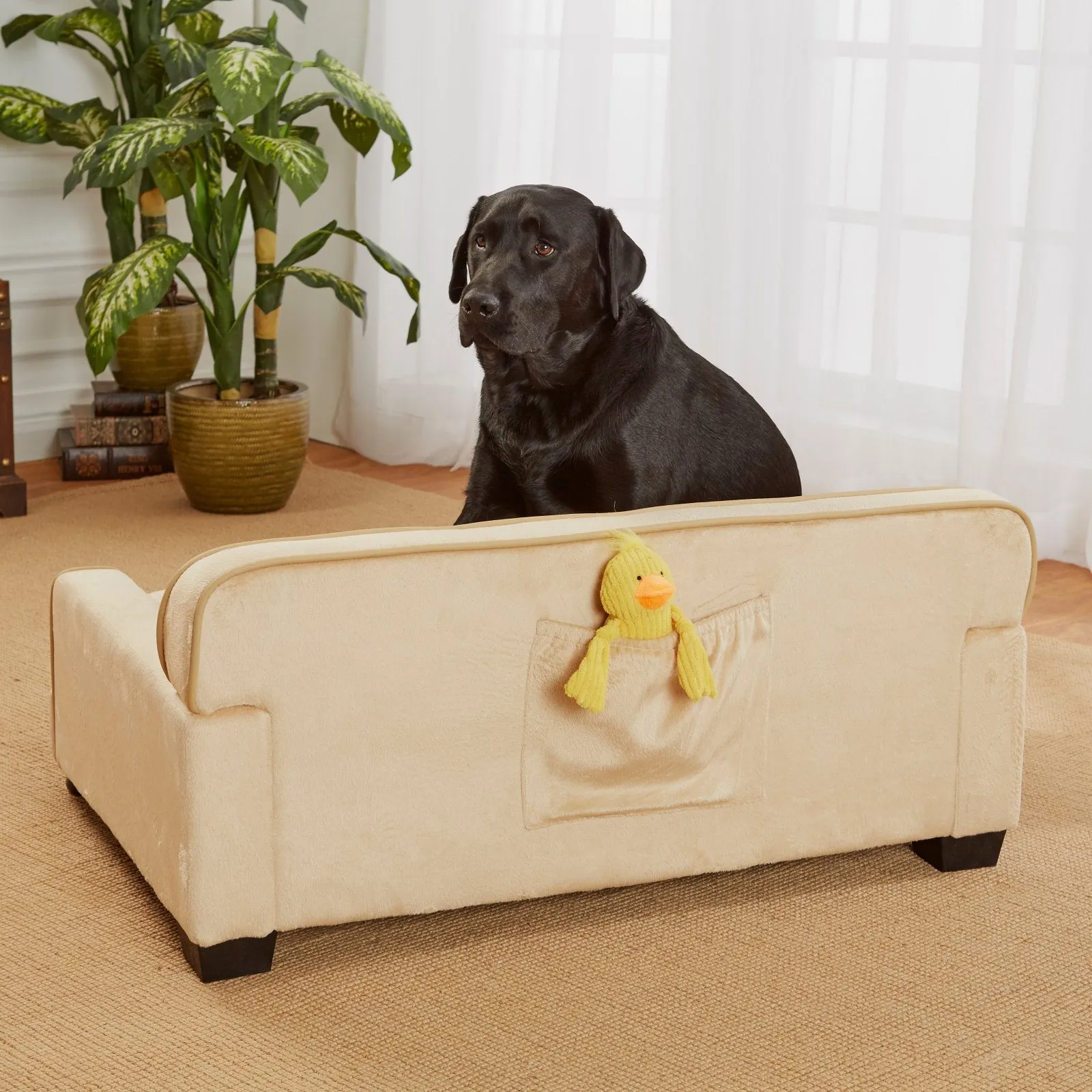 Pet Library Sofa Dog Bed, Large, 30"x40.5"x18", Caramel