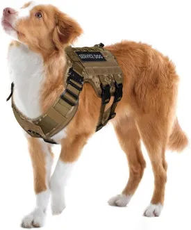 PETNANNY Tactical Dog Harness - Service Dog Harness Emotional Support Dog Vest for Medium Large Dogs, No Pull ESA Dog Vest with Hook & Loop, Working Molle Vest for Training Hunting(Desert Camo,L)