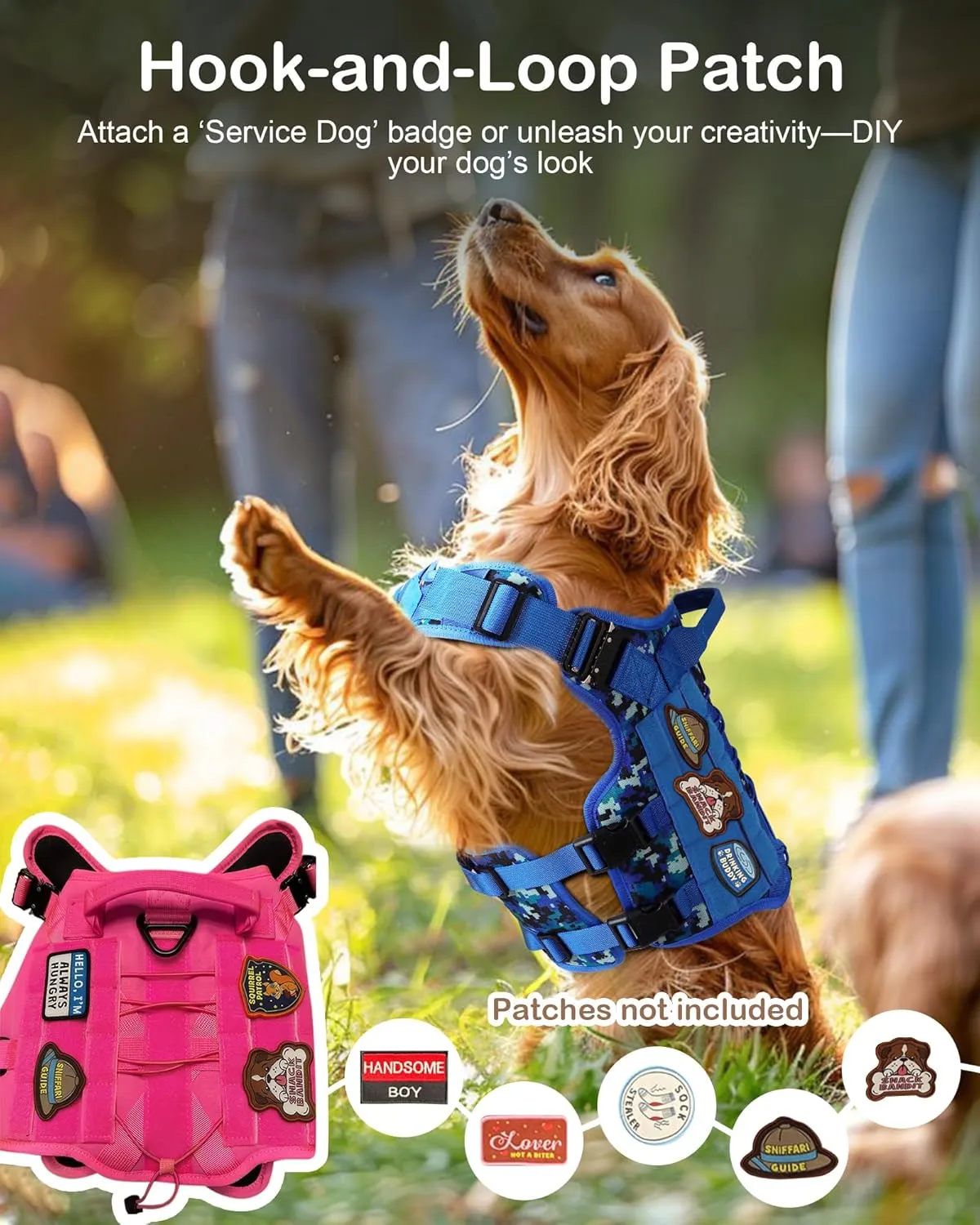 PETNANNY Tactical Dog Harness - Service Dog Harness Emotional Support Dog Vest for Medium Large Dogs, No Pull ESA Dog Vest with Hook & Loop, Working Molle Vest for Training Hunting(Desert Camo,L)