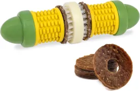 PetSafe Busy Buddy Cravin Corncob Dog Toys  Treat Ring Holding Chew Toy  BPA Free Rubber  Butter Scented  Interactive Pet Puzzle for Boredom or Separation Anxiety  Small to Large Dogs
