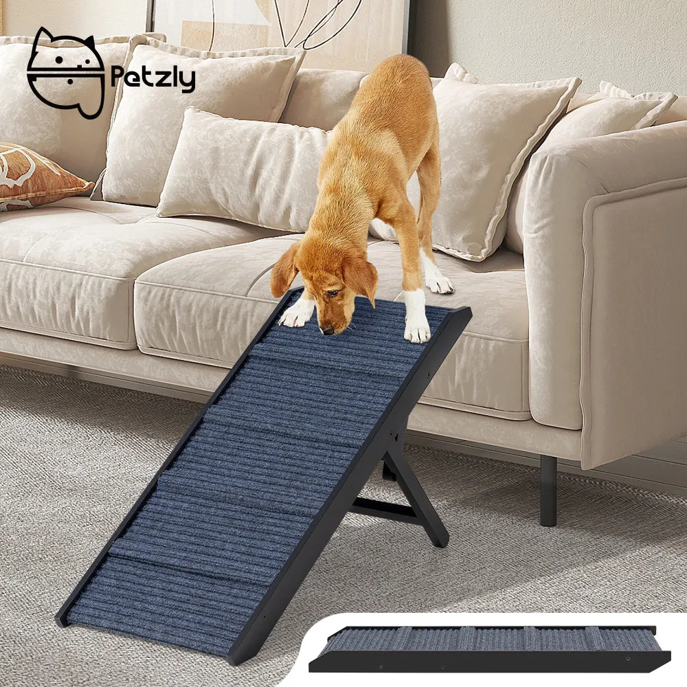 Petzly Foldable Dog Ramp Adjustable Height Pet Ramp Folding Portable Black/White