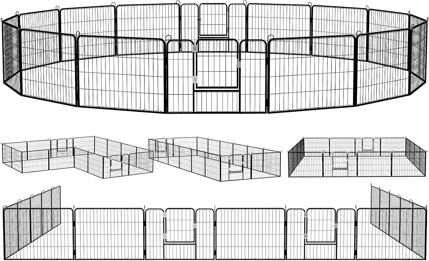 PUKAMI Puppy Playpen, 16 Panels 24' Height x27.5' Length, Black, Portable Dog Playpen Exercise Pen for Indoor Outdoor, Ideal for Small Dogs, Rabbits, Ducks, Turtles and Guinea Pigs