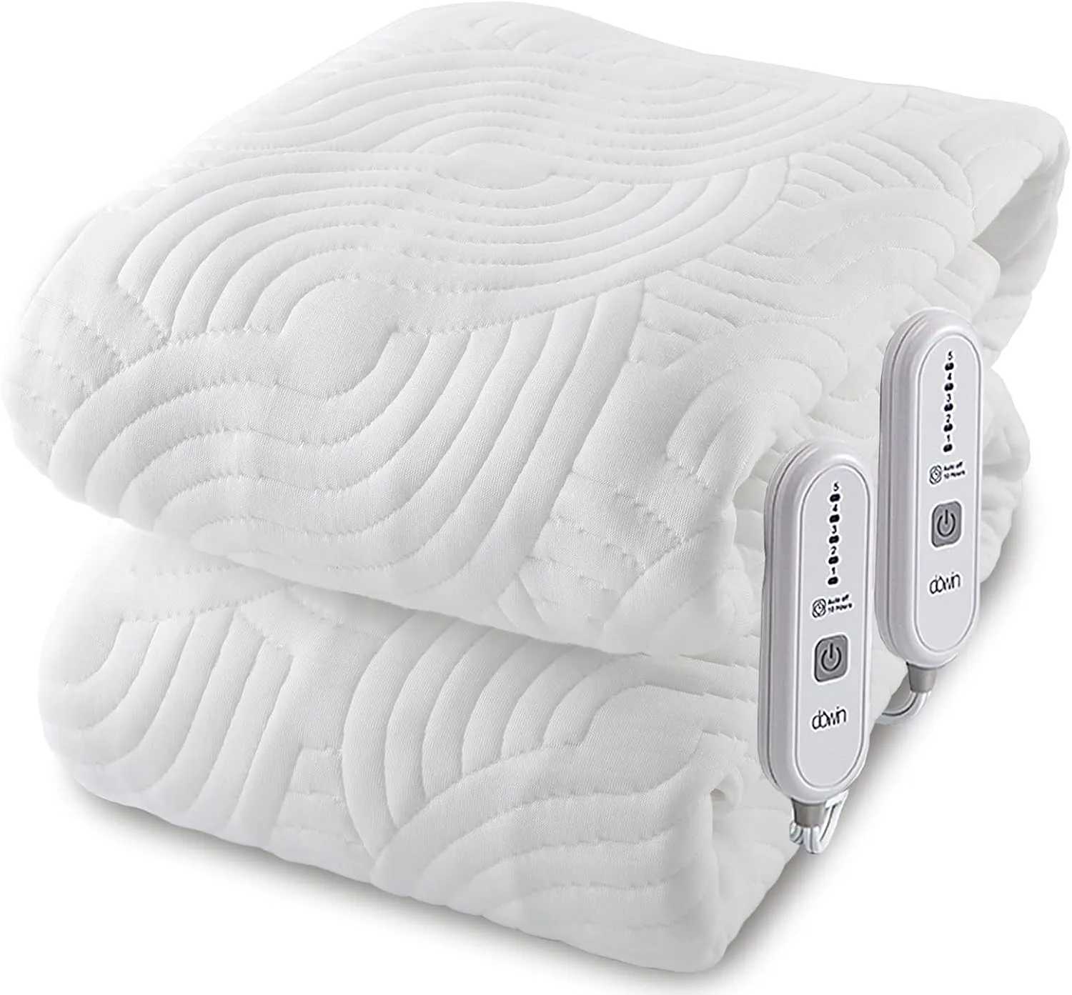 Queen Size Heated Mattress Pad -Bed Heating Pad with Deep Pocket,Dual Controller Electric Bed Warmer with Auto Shut Off & 5 Heat Settings 14.3ft Long Cord| Machine Washable (60x80 Inch)