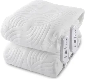 Queen Size Heated Mattress Pad -Bed Heating Pad with Deep Pocket,Dual Controller Electric Bed Warmer with Auto Shut Off & 5 Heat Settings 14.3ft Long Cord| Machine Washable (60x80 Inch)