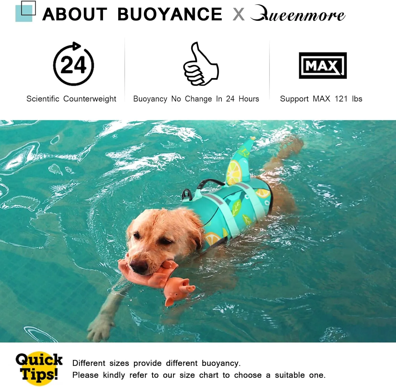 Queenmore Dog Life Jacket with Rescue Handle - Adjustable Reflective Dog Shark Life Vest for Small Dogs, Green Print