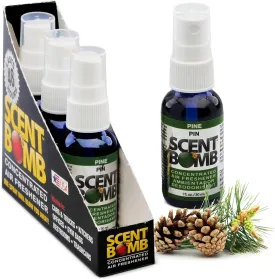 Scent Bomb Air Freshener Spray, Long-Lasting Odor Eliminator - Effective Deodorizer for Home & Car, Fresh Room Spray for Kitchen, Bathroom & Smell Neutralizer - 1 oz Pack of 4, Pine Scent