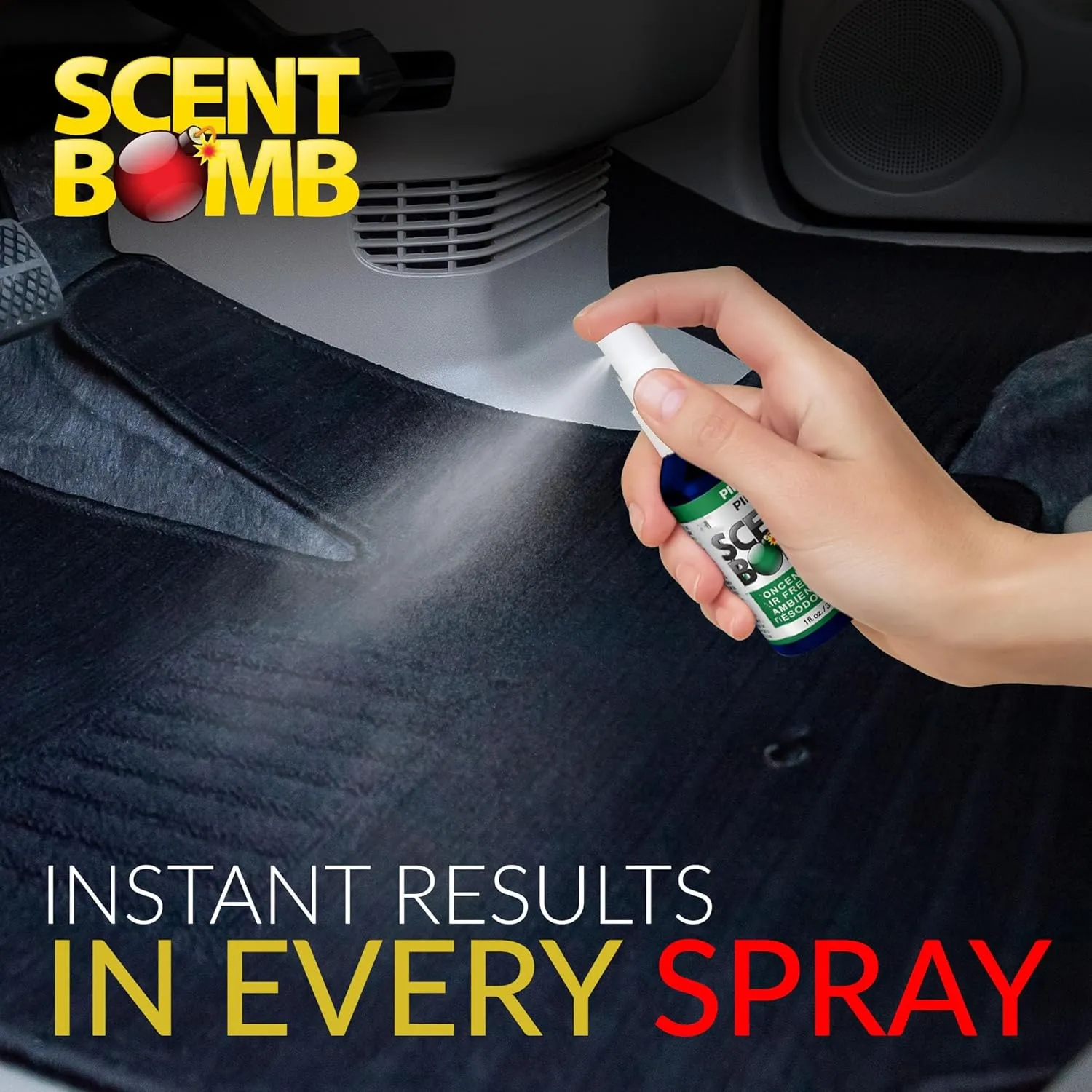 Scent Bomb Air Freshener Spray, Long-Lasting Odor Eliminator - Effective Deodorizer for Home & Car, Fresh Room Spray for Kitchen, Bathroom & Smell Neutralizer - 1 oz Pack of 4, Pine Scent
