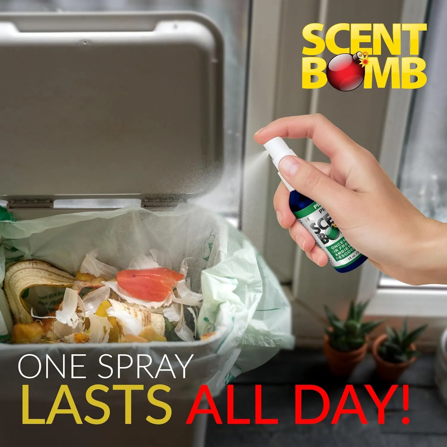 Scent Bomb Air Freshener Spray, Long-Lasting Odor Eliminator - Effective Deodorizer for Home & Car, Fresh Room Spray for Kitchen, Bathroom & Smell Neutralizer - 1 oz Pack of 4, Pine Scent
