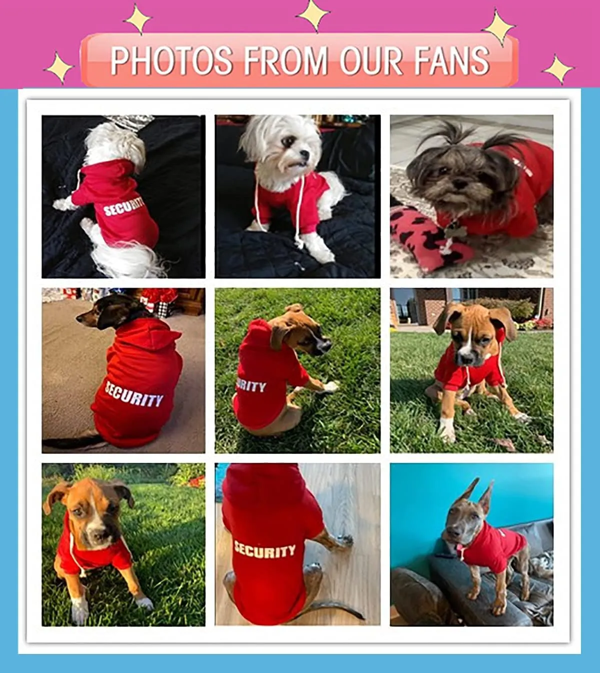 Security Dog Hoodies Dog Clothes Apparel Winter Sweatshirt Warm Sweater Cotton Puppy Small Dog Hoodie for Small Dog Medium Large Dog Cat (Blue, XS)