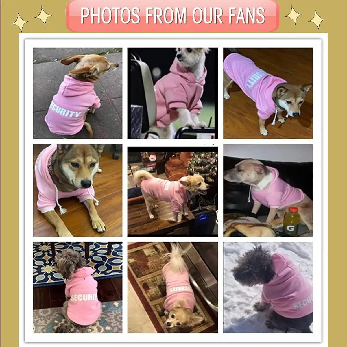 Security Dog Hoodies Dog Clothes Apparel Winter Sweatshirt Warm Sweater Cotton Puppy Small Dog Hoodie for Small Dog Medium Large Dog Cat (Pink, XS)