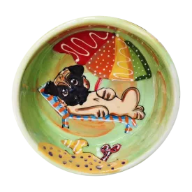 Small Ceramic Dog Bowl Featuring Adorable Pug
