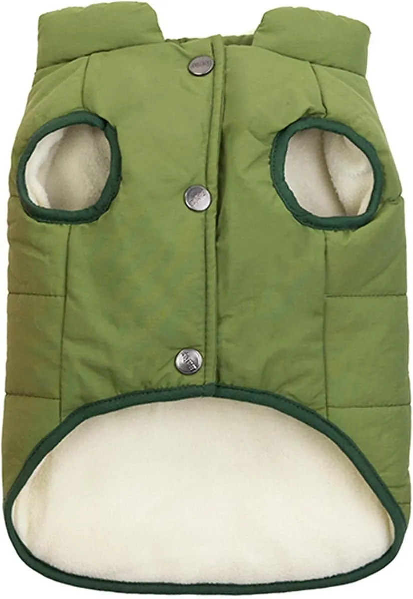 SMALLLEE_LUCKY_STORE Pet Fleece Lined Bomber Vest Jacket Down Coat for Bulldog Fat Dogs Winter Warm French Bulldog Clothes,Green Size XL