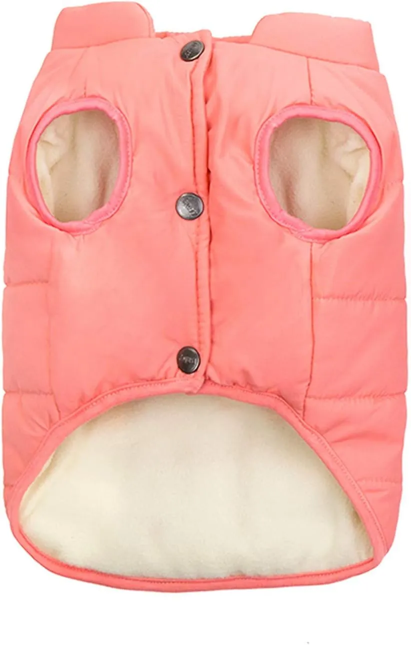 SMALLLEE_LUCKY_STORE Pet Fleece Lined Bomber Vest Jacket Down Coat for Bulldog Fat Dogs Winter Warm French Bulldog Clothes,Watermelon Red Size XL