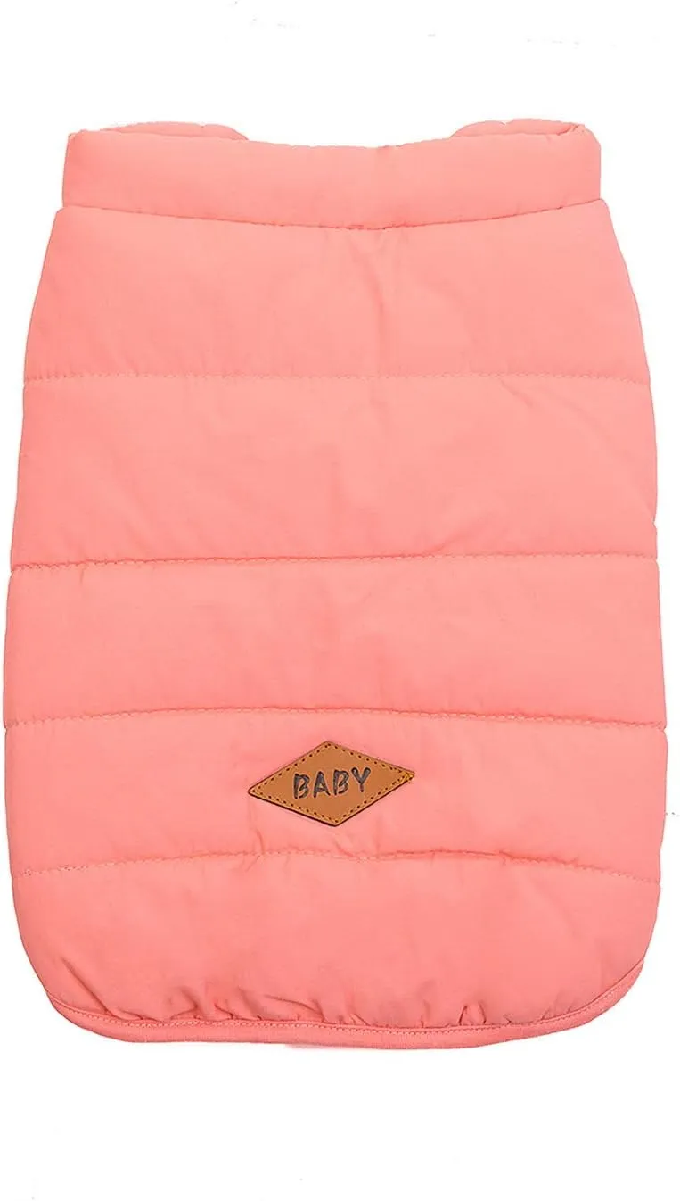 SMALLLEE_LUCKY_STORE Pet Fleece Lined Bomber Vest Jacket Down Coat for Bulldog Fat Dogs Winter Warm French Bulldog Clothes,Watermelon Red Size XL