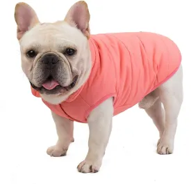 SMALLLEE_LUCKY_STORE Pet Fleece Lined Bomber Vest Jacket Down Coat for Bulldog Fat Dogs Winter Warm French Bulldog Clothes,Watermelon Red Size XL