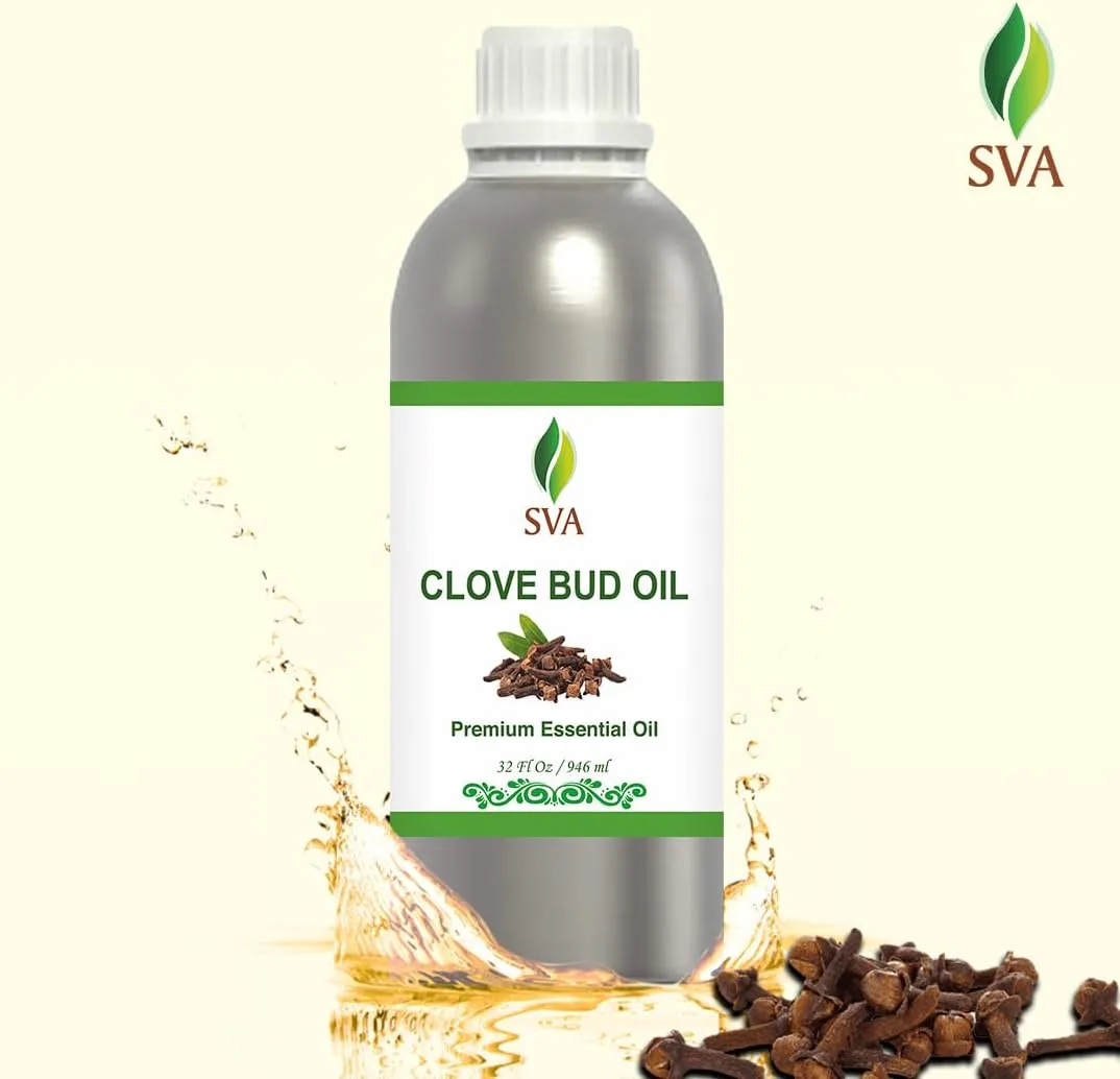 SVA Clove Bud Essential Oil  32 Fl Oz  100% Natural Clove Bud Oil - for Diffuser, Hair Care, Face, Skin Care, Aromatherapy, Scalp and Body Massage, Soap and Candle Making