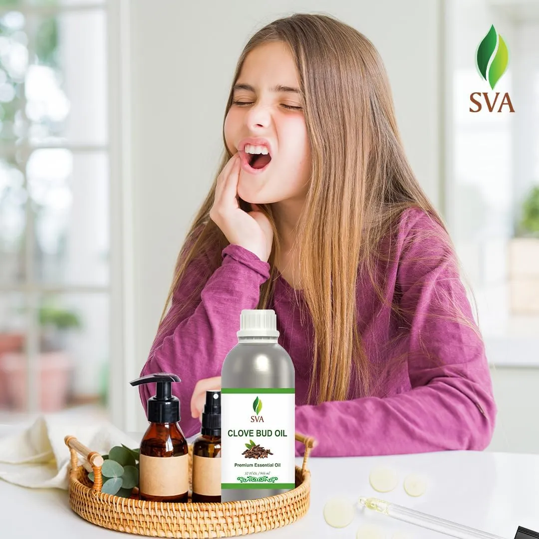 SVA Clove Bud Essential Oil  32 Fl Oz  100% Natural Clove Bud Oil - for Diffuser, Hair Care, Face, Skin Care, Aromatherapy, Scalp and Body Massage, Soap and Candle Making