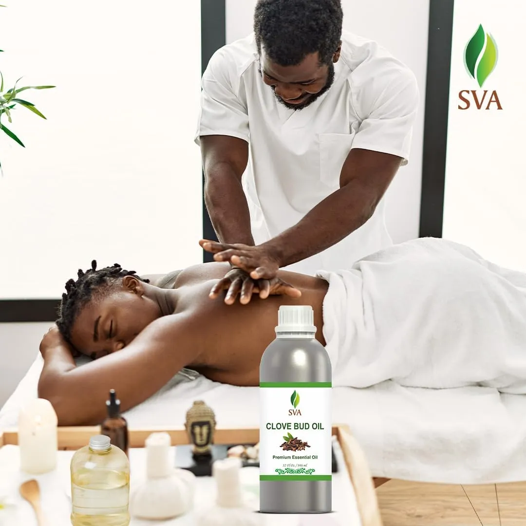 SVA Clove Bud Essential Oil  32 Fl Oz  100% Natural Clove Bud Oil - for Diffuser, Hair Care, Face, Skin Care, Aromatherapy, Scalp and Body Massage, Soap and Candle Making