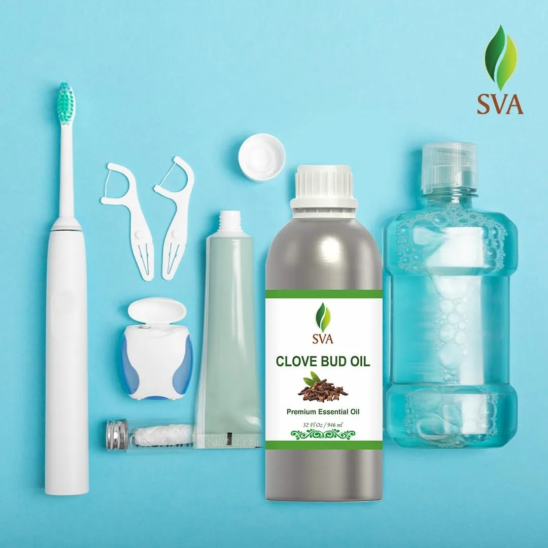 SVA Clove Bud Essential Oil  32 Fl Oz  100% Natural Clove Bud Oil - for Diffuser, Hair Care, Face, Skin Care, Aromatherapy, Scalp and Body Massage, Soap and Candle Making