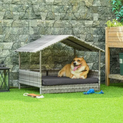 The Rattan Dog House Outdoor With Canopy, For Small And Medium-sized Dogs and Cats