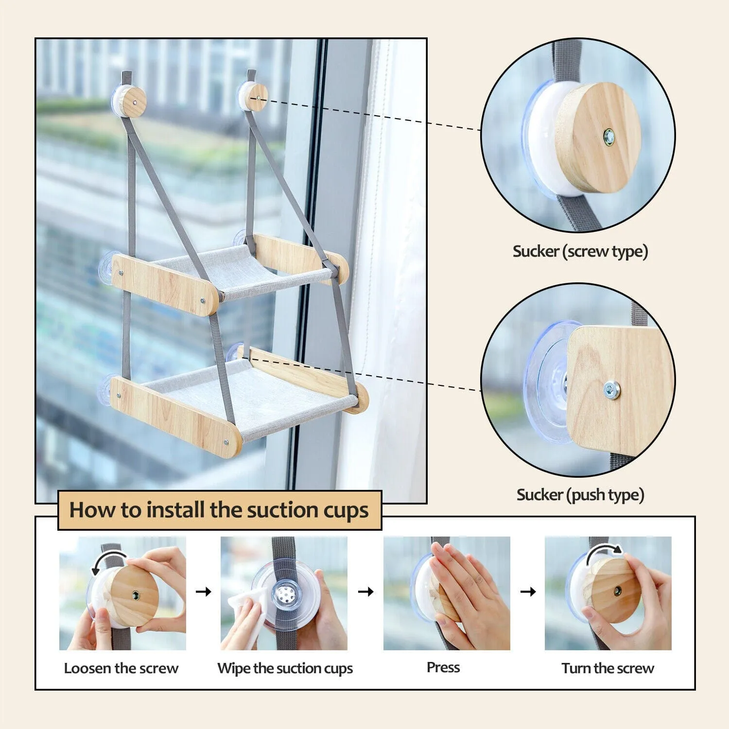 Two Level Cat Window Perch Hammock