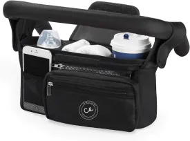Universal Stroller Organizer - Insulated Stroller Cup Holder Detachable Front Bag With Shoulder Strap - Smart Parent Stroller Bag Organizer -Compact Design Fits Most Baby Stroller Pet Stroller (Black)