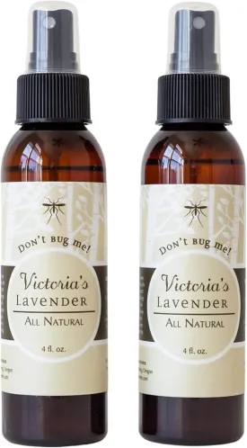 Victoria's Lavender Spray for Bugs with Lavender Essential Oils & Aloe Vera, Plant-Based Bug Spray for Sensitive Skin, Safe for Adults, Kids & Pets, Made in the USA - Outdoor, Hiking, Travel (Two 4oz)
