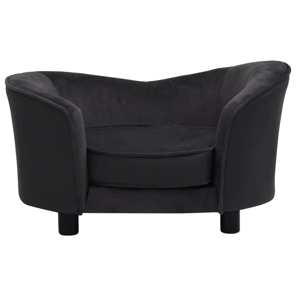 vidaXL Dog Sofa Black 27.2"x19.3"x15.7" Plush and Faux Leather - Comfortable Furniture for Your Beloved Pet