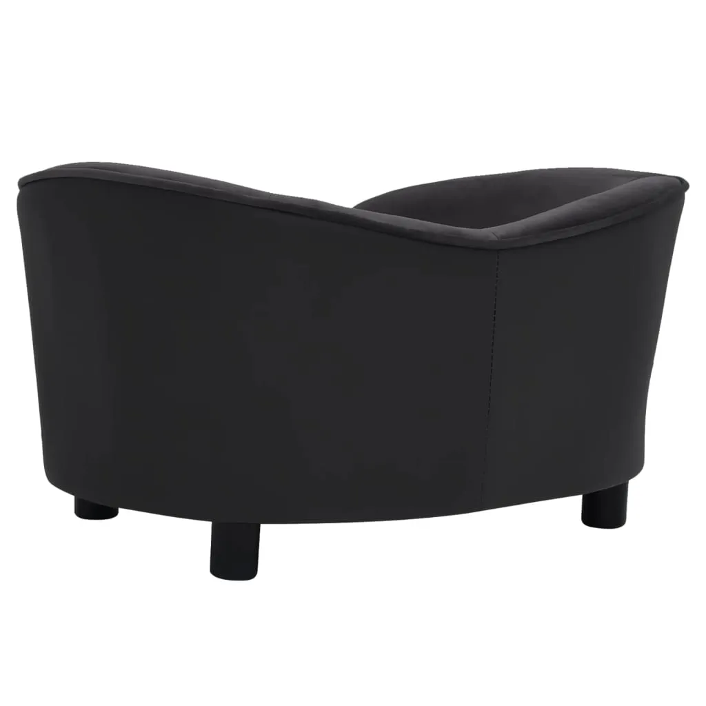 vidaXL Dog Sofa Black 27.2"x19.3"x15.7" Plush and Faux Leather - Comfortable Furniture for Your Beloved Pet