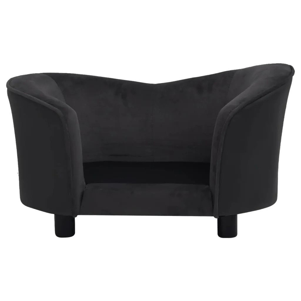 vidaXL Dog Sofa Black 27.2"x19.3"x15.7" Plush and Faux Leather - Comfortable Furniture for Your Beloved Pet