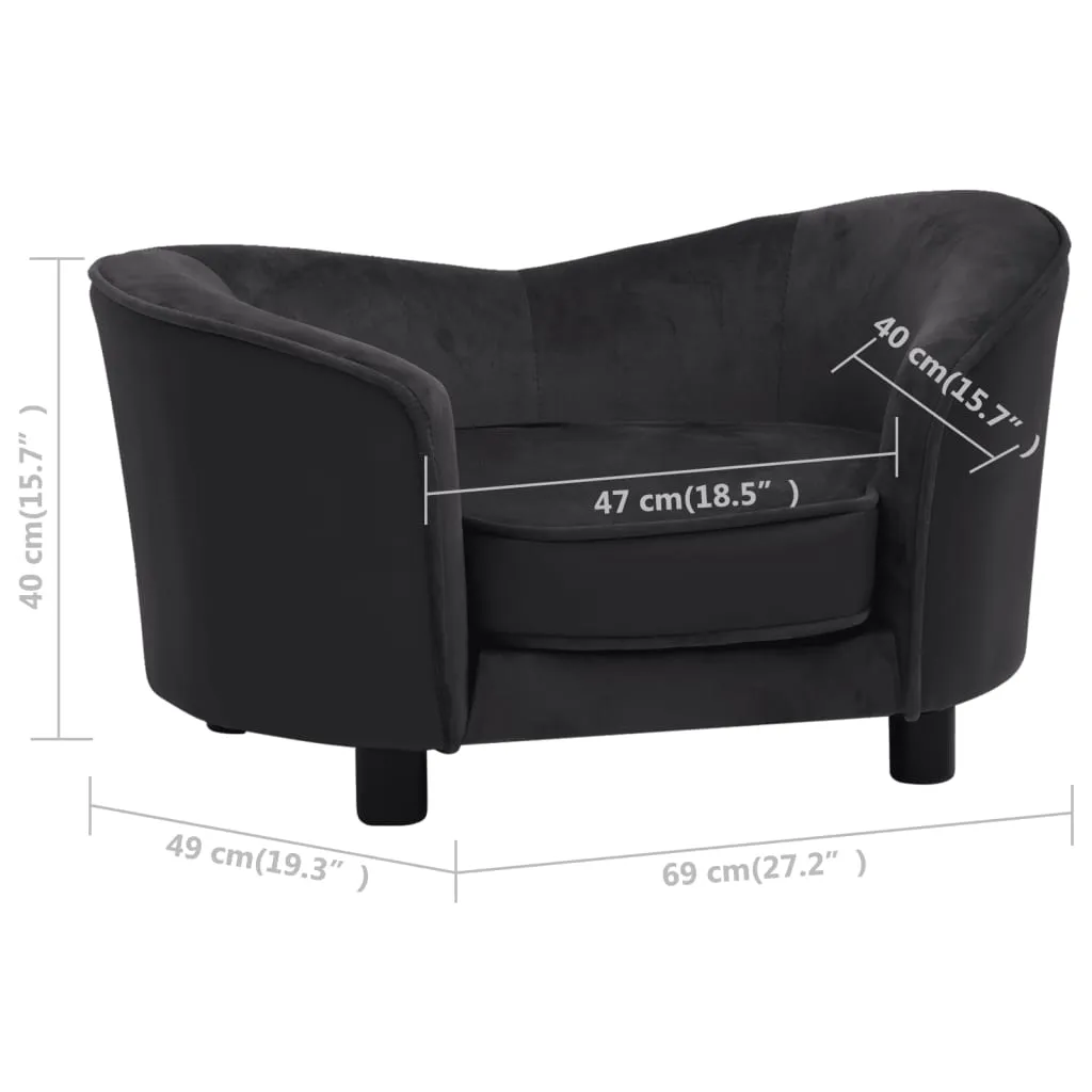 vidaXL Dog Sofa Black 27.2"x19.3"x15.7" Plush and Faux Leather - Comfortable Furniture for Your Beloved Pet